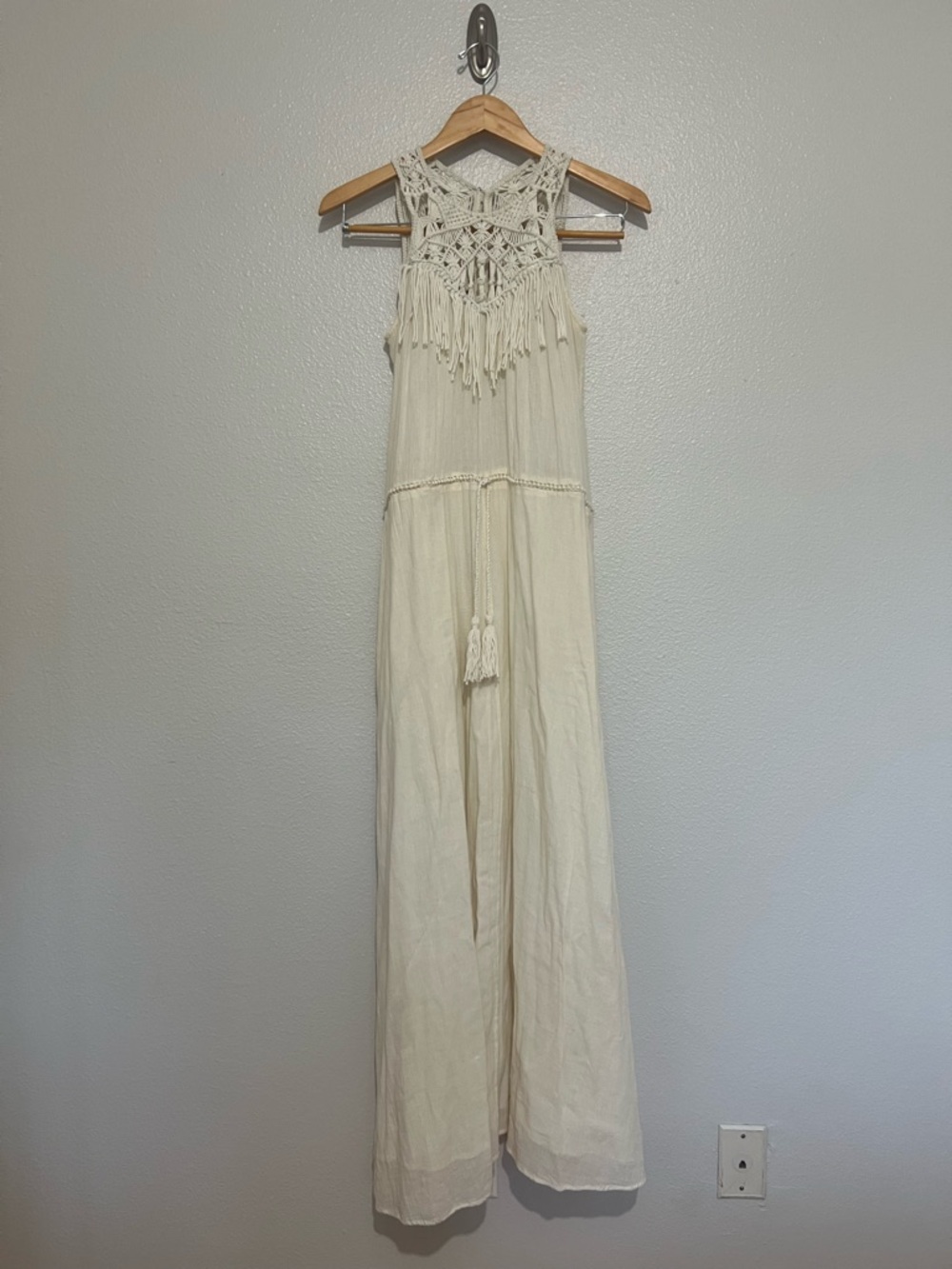 Ulla Johnson Cream Crochet Halter Maxi Dress